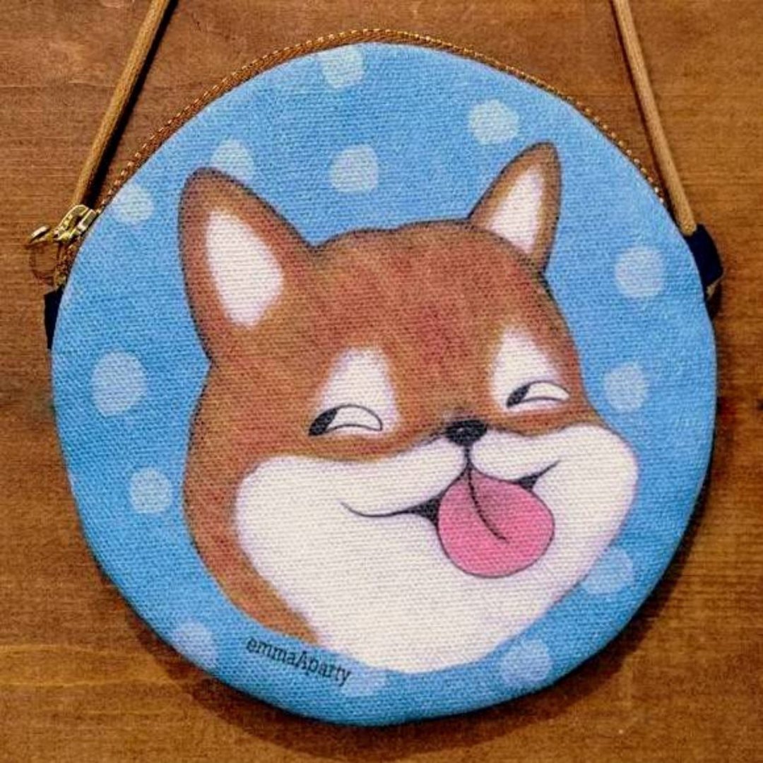 emmaAparty插画小圆包:可爱柴 - 零钱包 - 棉 蓝色