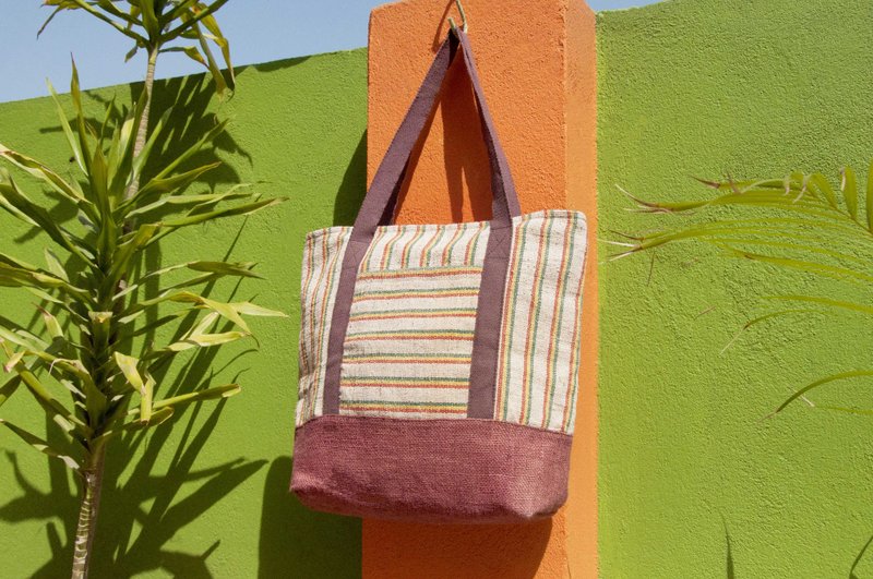 天然棉麻手织布轻便包 背包 侧背包 肩背包 托特包 购物袋-牙买加 - 侧背包/斜挎包 - 棉．麻 多色