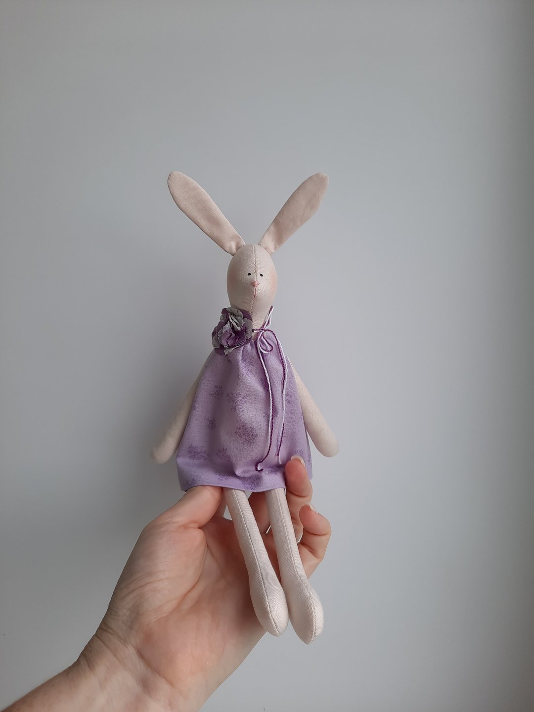 Bunny toy in lilac dress, Year of rabbit 2023, Small funny toy, Stuffed animal - 玩具/玩偶 - 棉 紫色