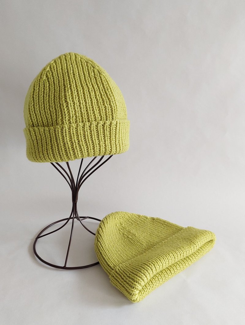 罗纹编织毛线帽  everyday hat 奇异果黄 - 帽子 - 羊毛 