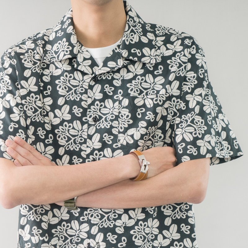 日系短袖Aloha 美式復古夏威夷短袖印花襯衫沙灘 Hawaiian shirts - 男装衬衫 - 棉．麻 绿色