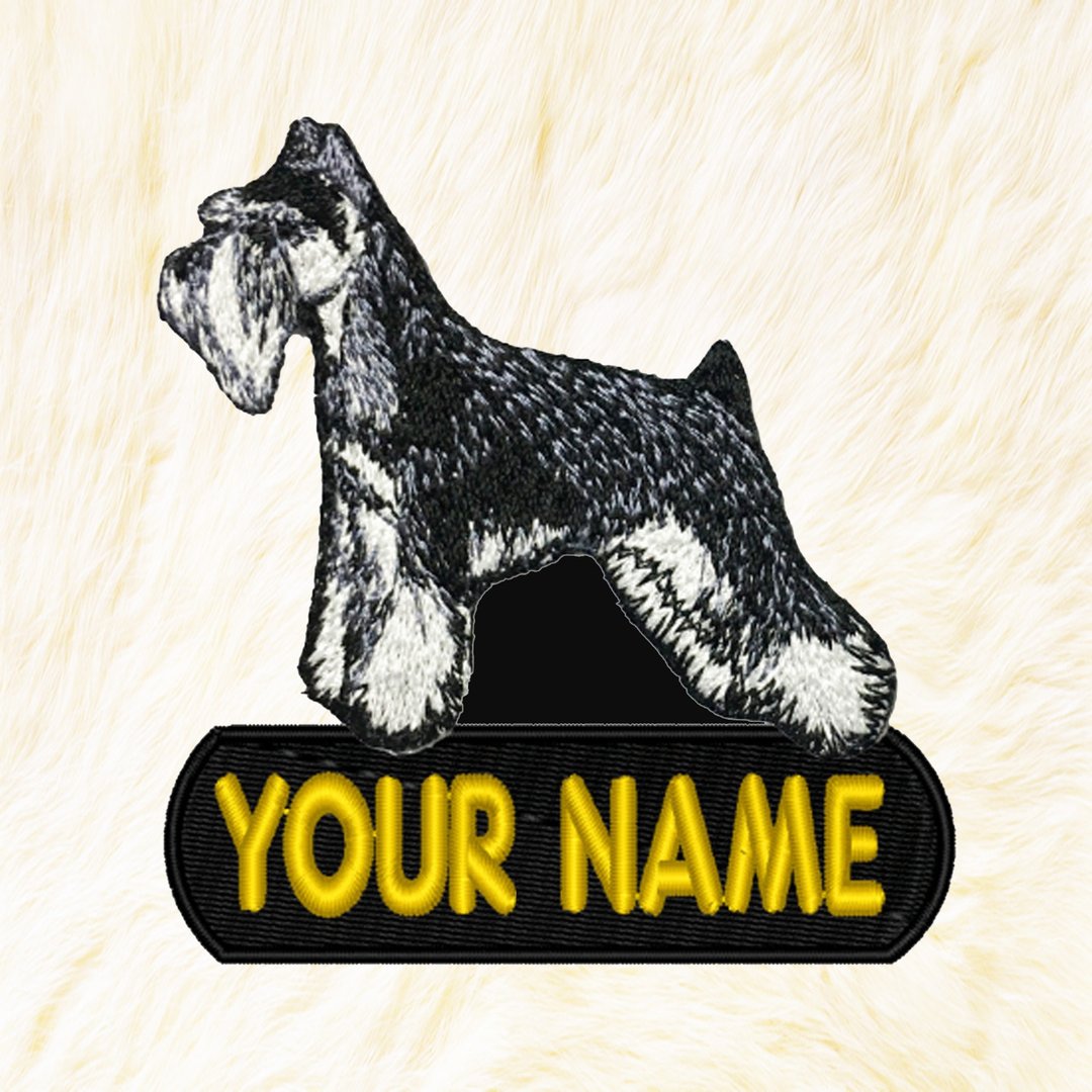 Schnauzer Personalized Iron on Patch Your Name Your Text Buy 3 Get 1 Free - 编织/刺绣/羊毛毡/裁缝 - 绣线 黑色
