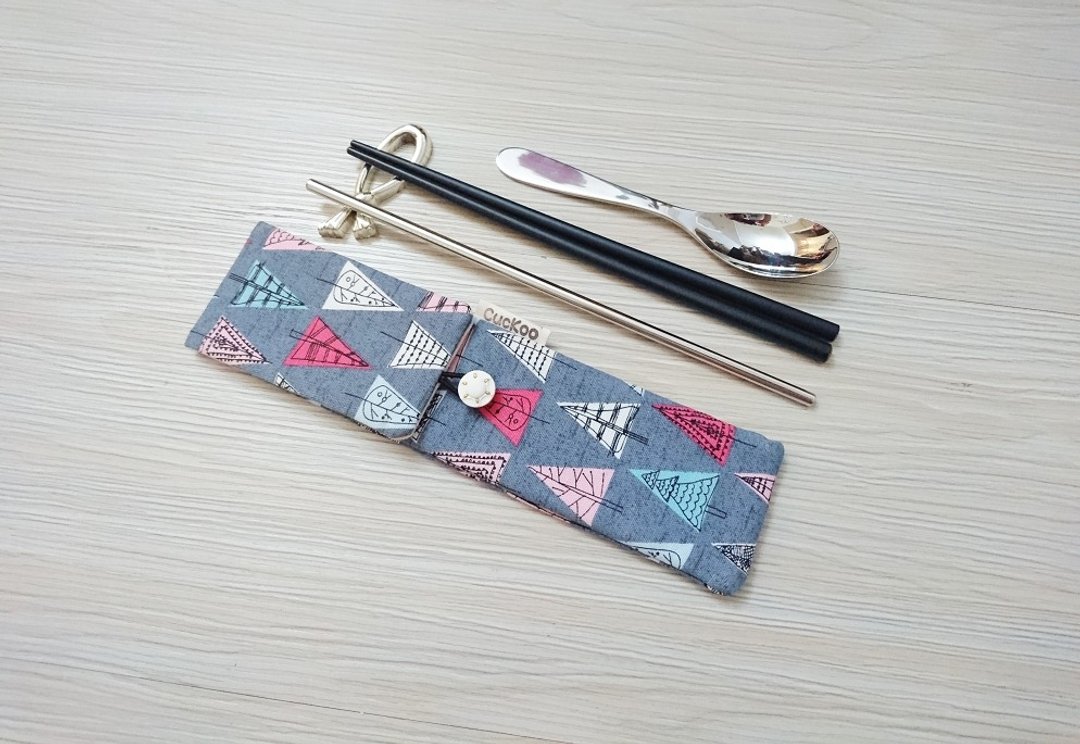 环保餐具收纳袋 餐具套 双层筷袋 树 - 餐刀/叉/匙组合 - 棉 