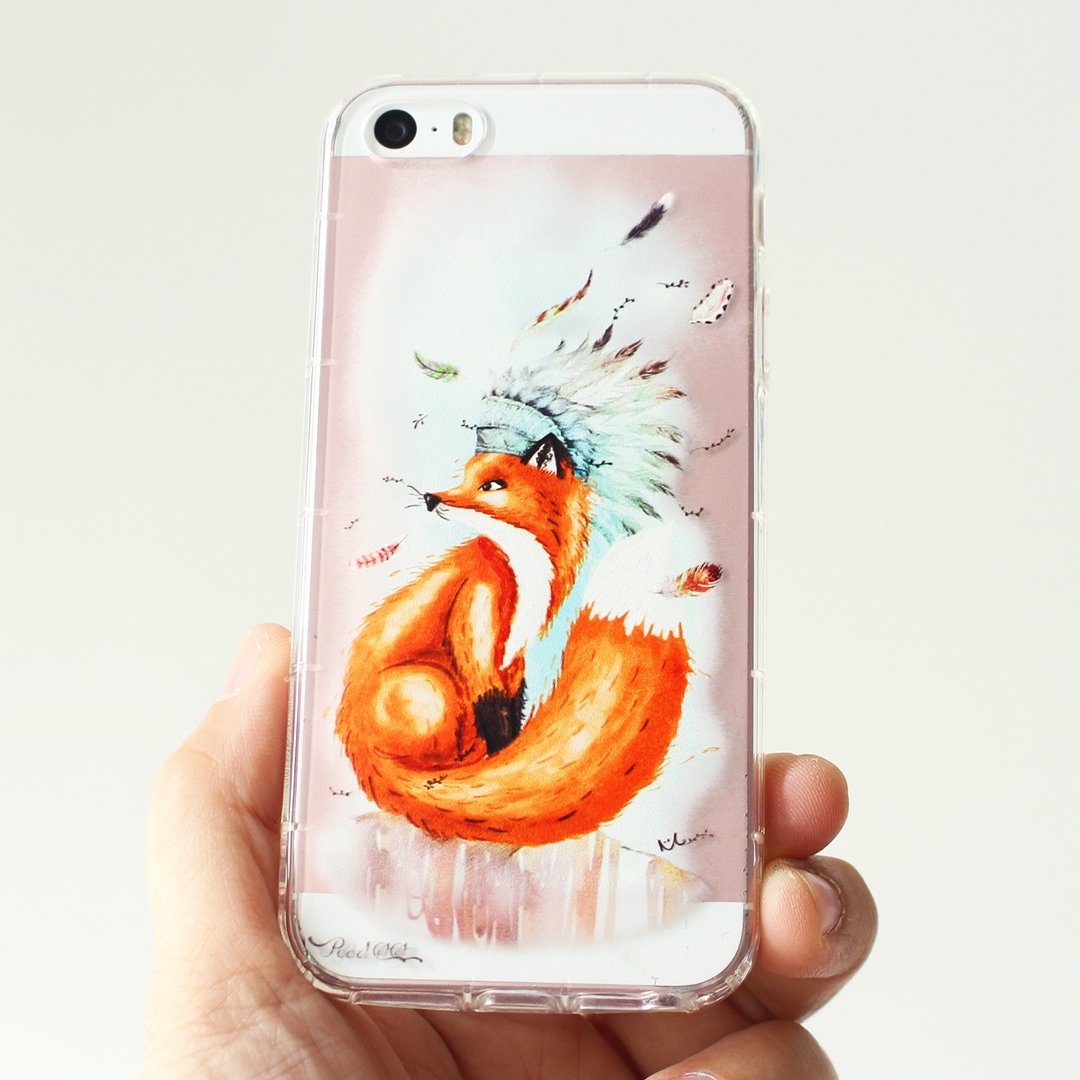狐狸犹长防摔手机壳 iPhone,Samsung, HTC, LG, Sony 免费加字 - 手机壳/手机套 - 硅胶 白色