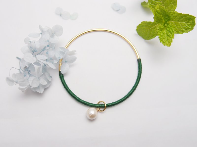 棉线缠绕。细致黄铜手环 - 手链/手环 - 其他金属 绿色