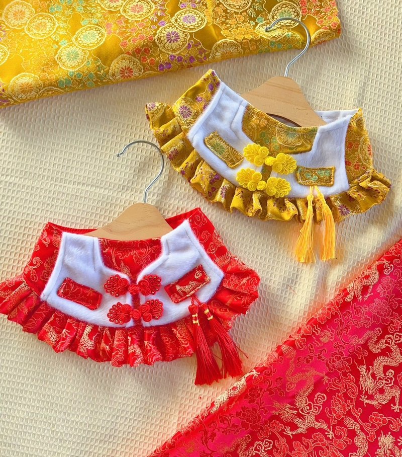 狗和猫围巾，红色和金色中国新年模型 - 女孩模型 - 项圈/牵绳 - 棉．麻 多色