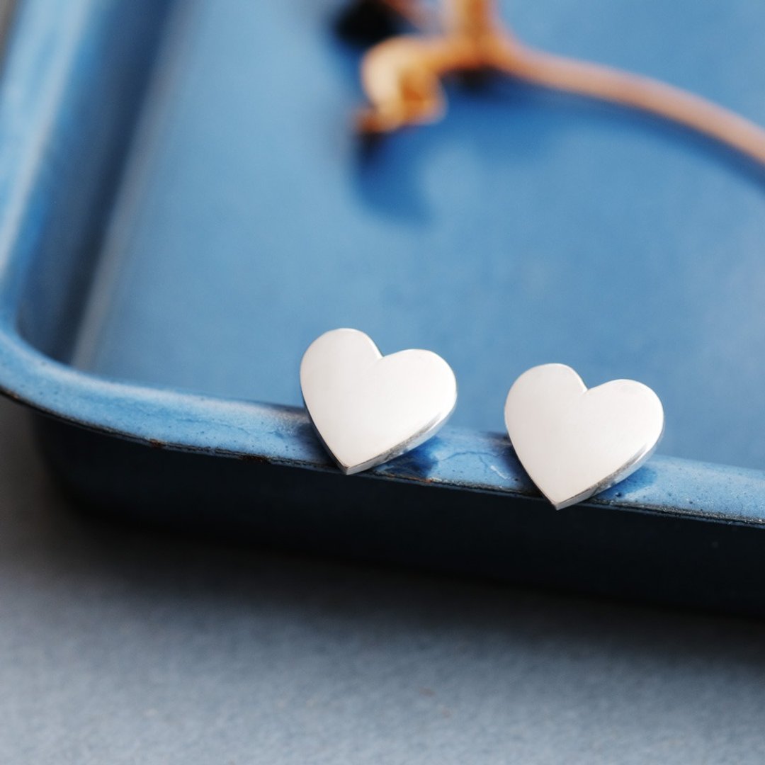 Large Heart Earrings Silver 925 - 耳环/耳夹 - 其他金属 银色
