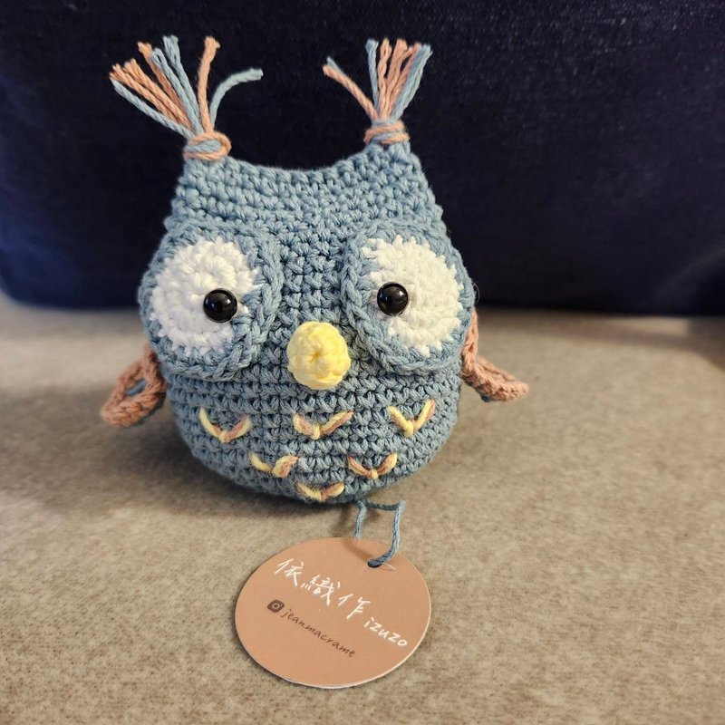 纯棉手工钩织 猫头鹰吊饰钥匙圈 多色 可定制 - 钥匙链/钥匙包 - 棉．麻 