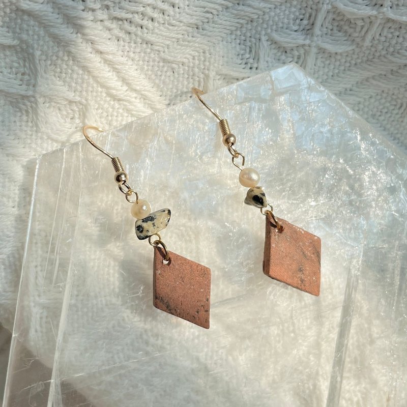 土饰系列－菱 斑点石款 陶瓷耳环 - 耳环/耳夹 - 瓷 