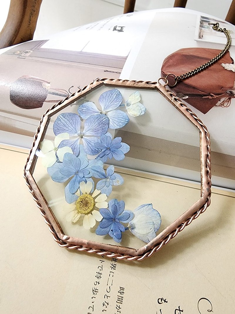 指定定制∣八角玻璃麻花边框植物图鉴∣14幅花图样∣中英文刻字 - 干燥花/捧花 - 植物．花 白色