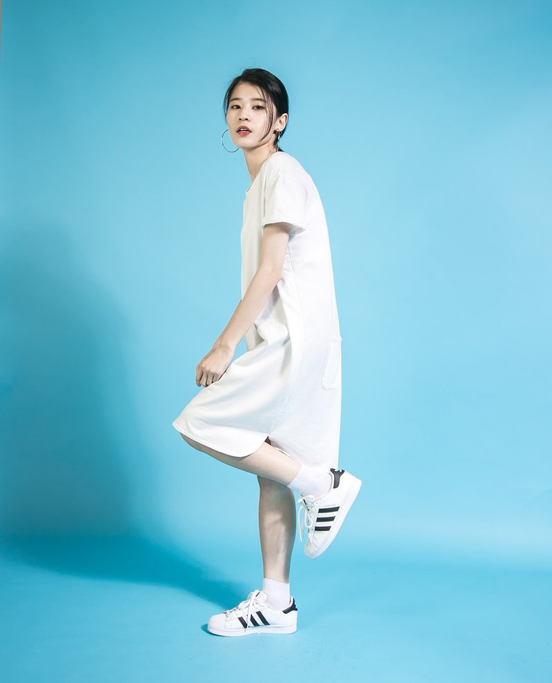 SU:MI said Spectrum_光谱后口袋洋装_6SF033_白 - 洋装/连衣裙 - 棉．麻 白色