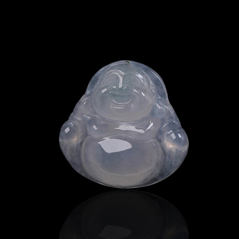 冰种翡翠佛公弥勒佛项链 | 天然缅甸玉翡翠A货 | 送礼 - 项链 - 玉石 透明