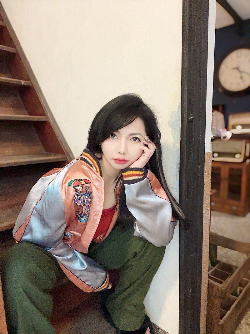 TAILOR TOYO 灰橘x亮咖 东洋双面穿横须贺刺绣棒球外套 - 女装休闲/机能外套 - 聚酯纤维 多色