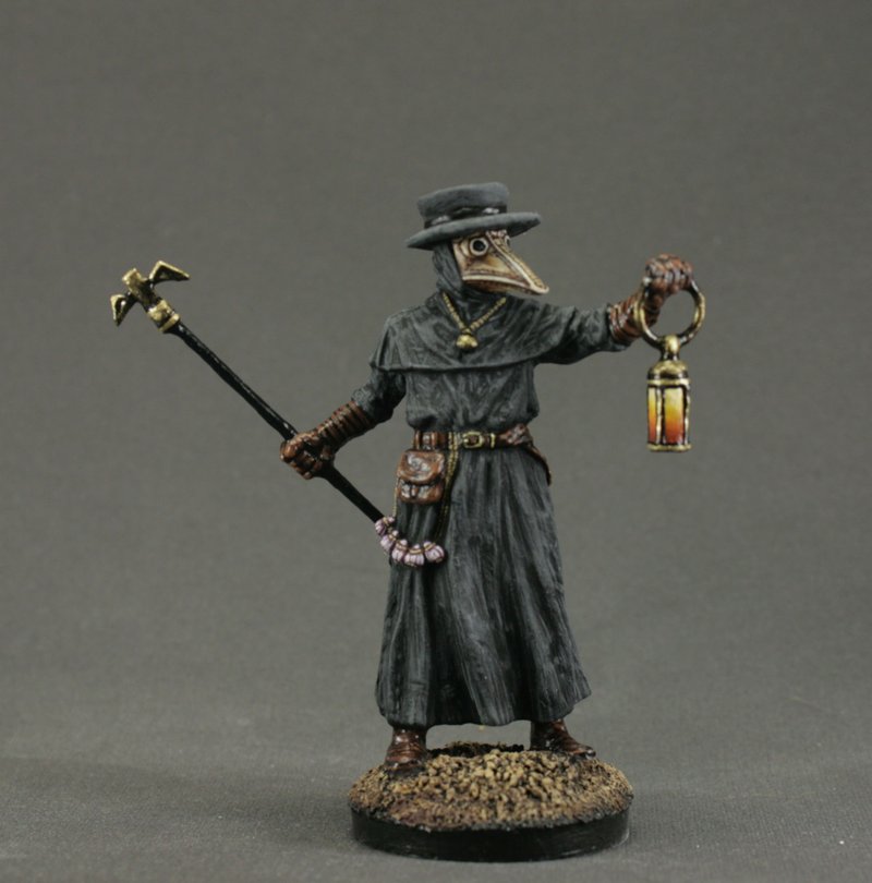 Plague doctor Hand Painted Toy tin soldier 54 mm. Home Decor Gift for Man - 玩偶/公仔 - 其他金属 黑色
