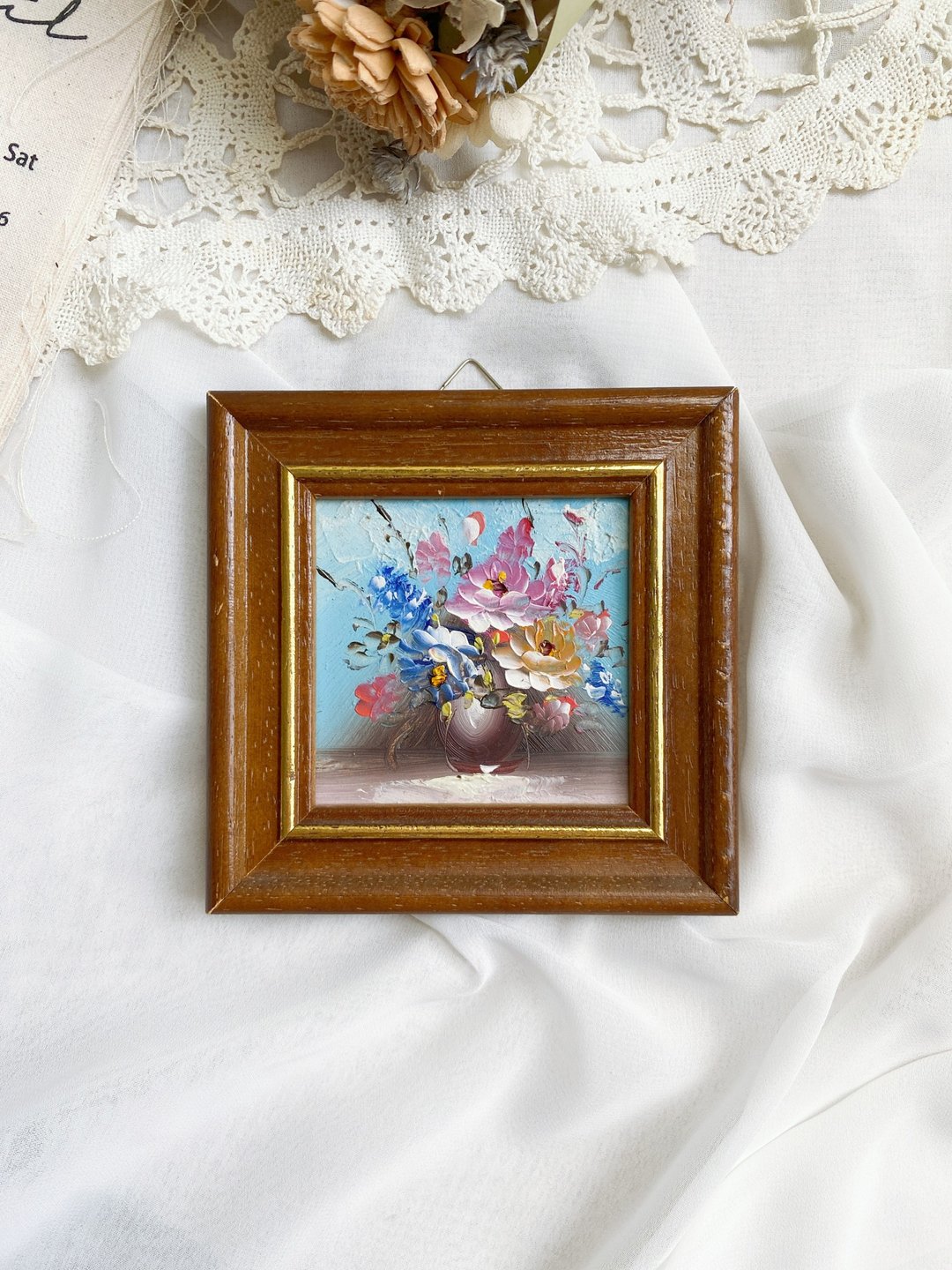 【好日恋物】德国vintage复古细致花卉花器油画壁挂画框装饰画 - 海报/装饰画/版画 - 木头 多色