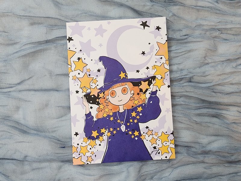 【明信片】星星魔法 插画明信片 - 卡片/明信片 - 纸 蓝色