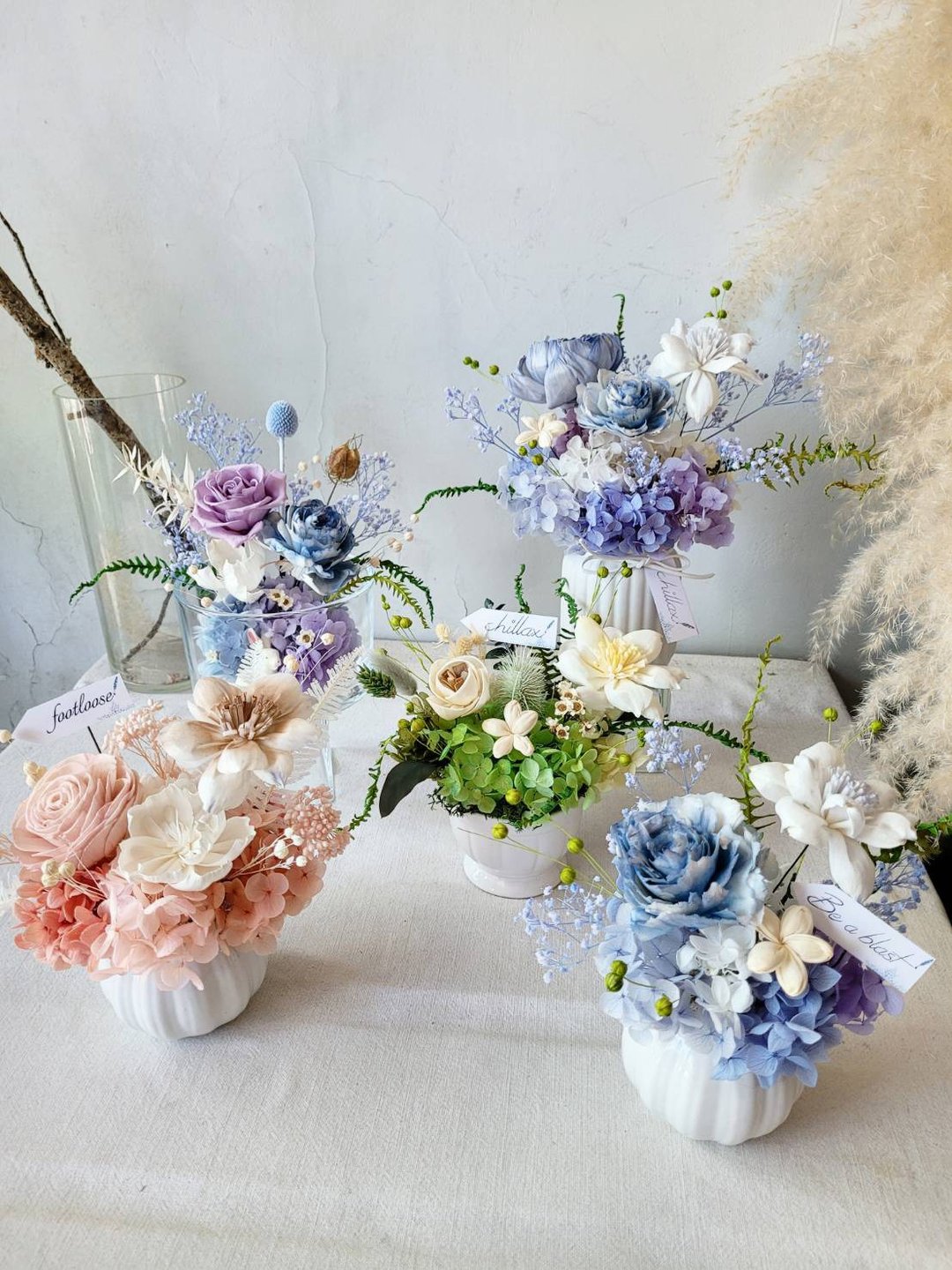 海藏设计│轻松一夏。海洋渡假风永生花艺课+精油组+质感提袋 - 植栽 - 玻璃 