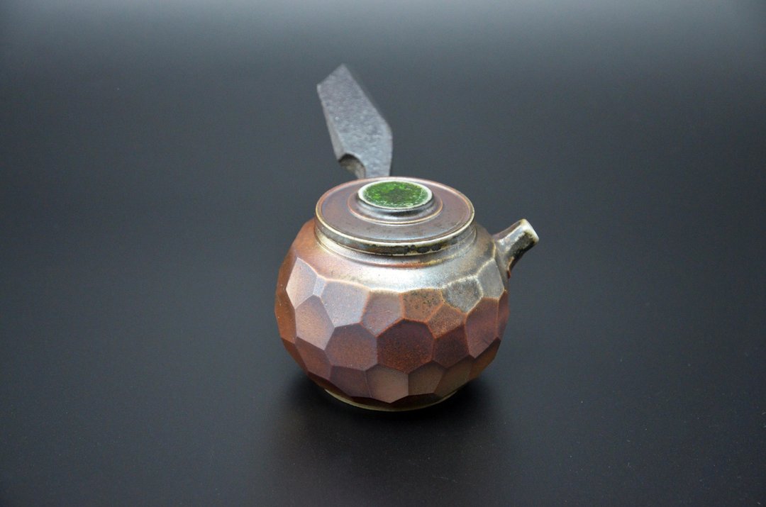 柴烧切面琉璃侧把壶 - 花瓶/陶器 - 陶 