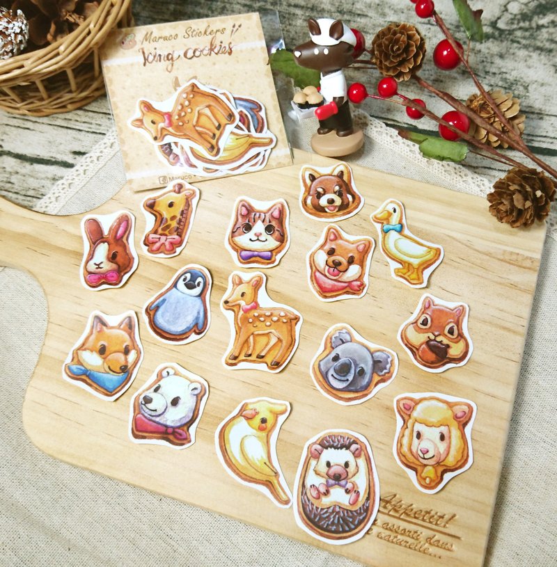 动物糖霜饼干/15入贴纸 - 贴纸 - 纸 多色