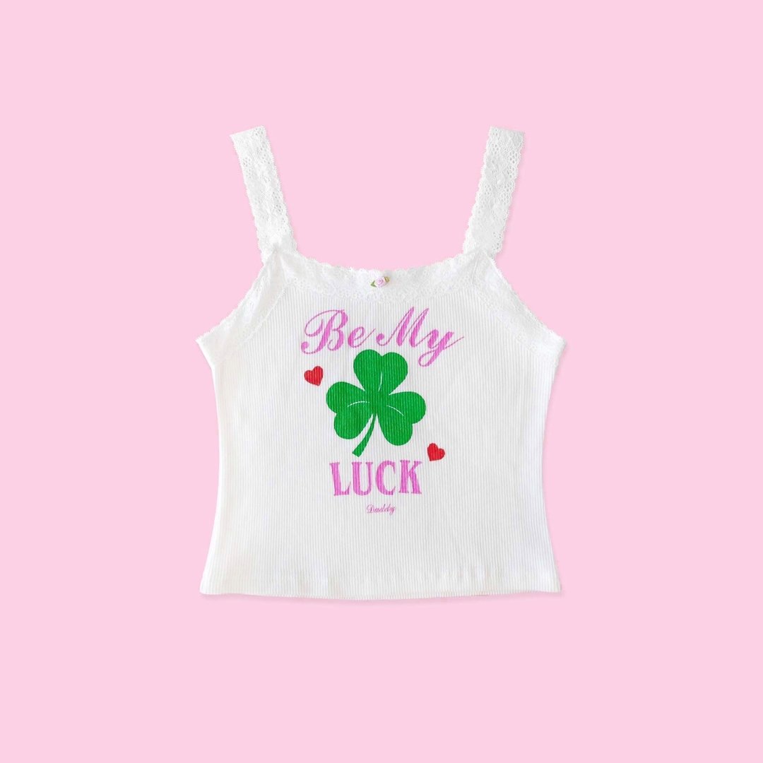 DADDY | Be my luck 坦克背心，可爱的罗纹弹性布料。 - 女装上衣 - 其他材质 