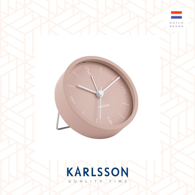 荷兰Karlsson, Alarm clock Numbers & Lines matt faded pink - 时钟/闹钟 - 其他金属 粉红色