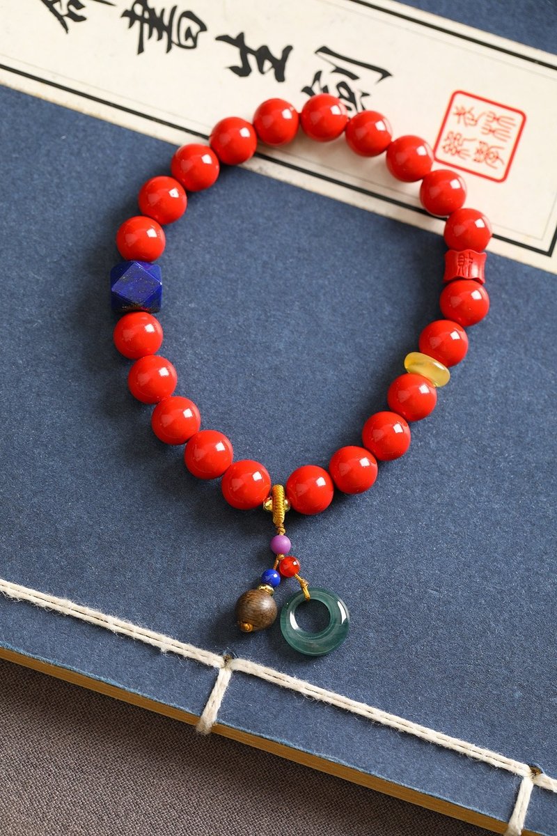 天然原矿朱砂手鍊 精品红砂手串 朱砂含量93%以上 关注领取优惠卷 - 手链/手环 - 宝石 