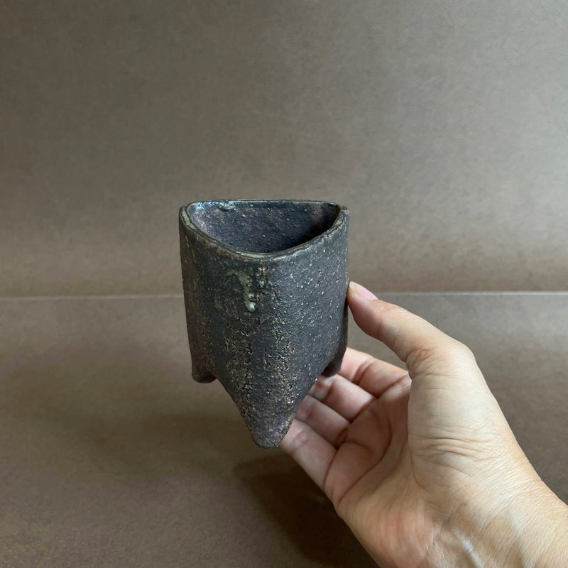 信乐烧绝版三角盆钵 山野草钵 迷你树钵 - 花瓶/陶器 - 陶 