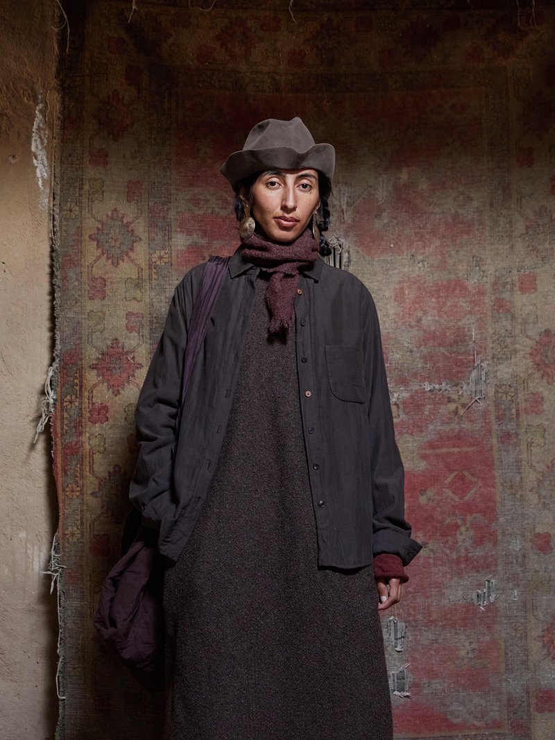 日系复古 纯棉衬衫 休闲夹棉衬衣 - 女装衬衫 - 其他材质 黑色