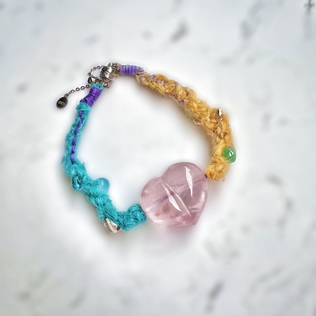 莫桑比克粉晶 手链 天然石 美人鱼的藏宝盒 磁吸扣 925 纯 藏式 - 手链/手环 - 水晶 多色