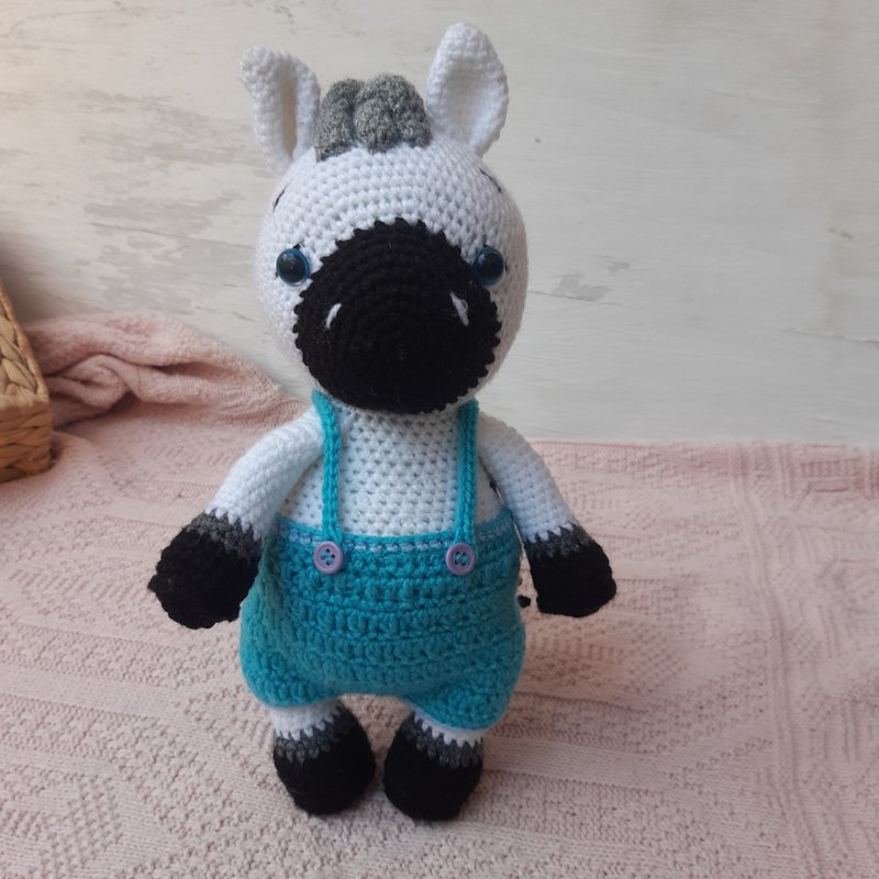 手工钩针斑马玩具 | 填充动物玩具 | 绒毛玩具 | 钩针玩偶动物 - 玩具/玩偶 - 其他材质 白色