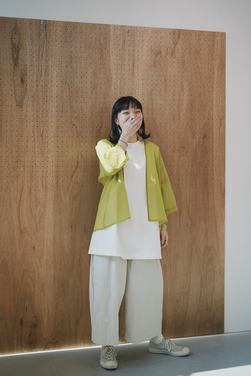 See through 外套-绿 - 女装上衣 - 棉 
