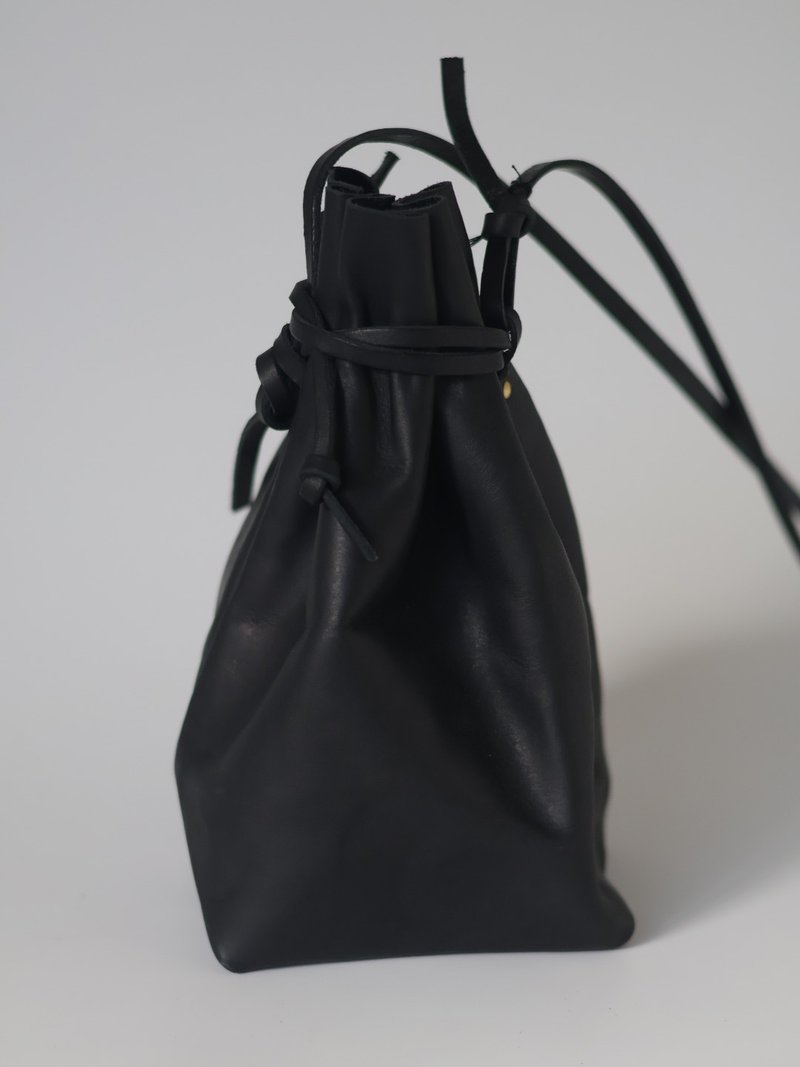 随身小束袋 - 侧背包/斜挎包 - 真皮 黑色