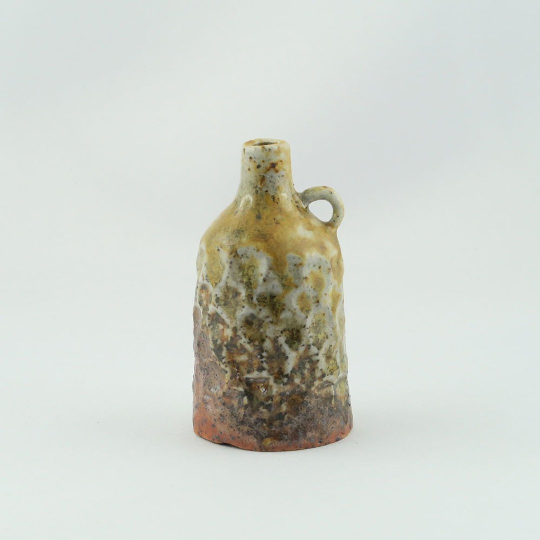 柴烧自然釉一轮插小花器 - 花瓶/陶器 - 陶 卡其色