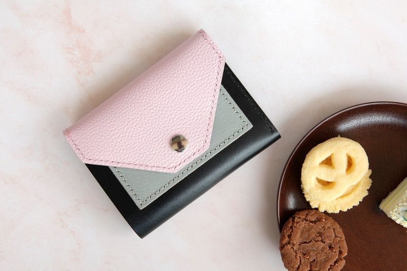 手缝皮夹diy材料包/完成品 女式扣盖银包 零钱袋钱包 定制礼物 - 皮件 - 真皮 