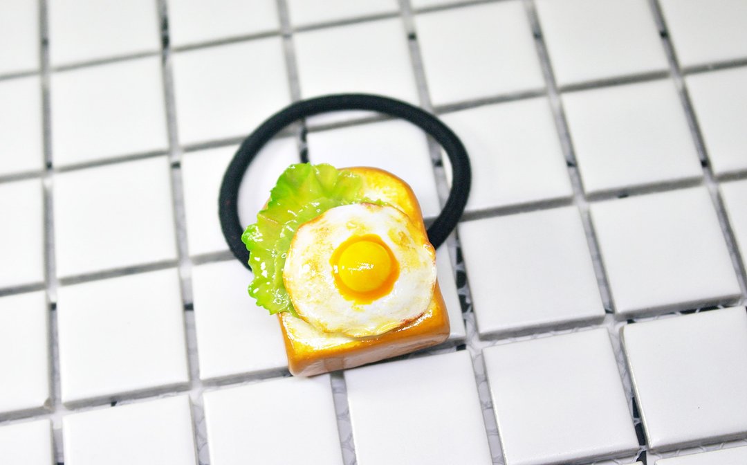 -仿真黏土发饰-  荷包蛋吐司－发束系列－#俏皮 #Hair band - 发饰 - 粘土 橘色