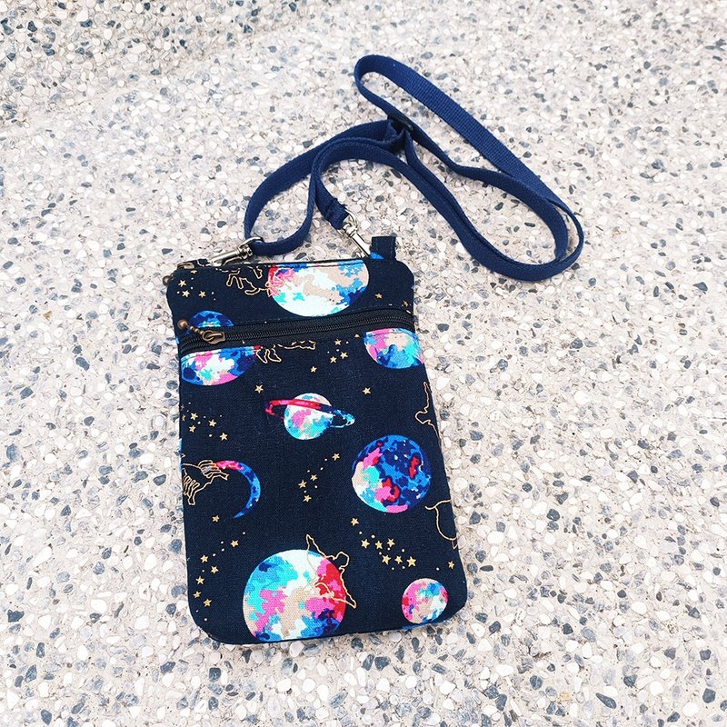 手机侧背包-宇宙星座 - 侧背包/斜挎包 - 棉．麻 蓝色