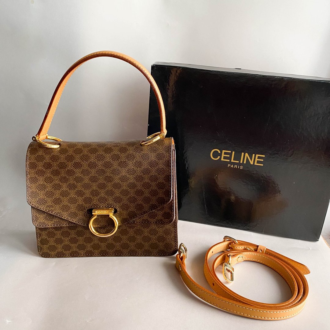 中古包Celine赛琳|手提包|单背包|古着包|斜背包|古董包|圣诞礼物 - 手提包/手提袋 - 真皮 咖啡色