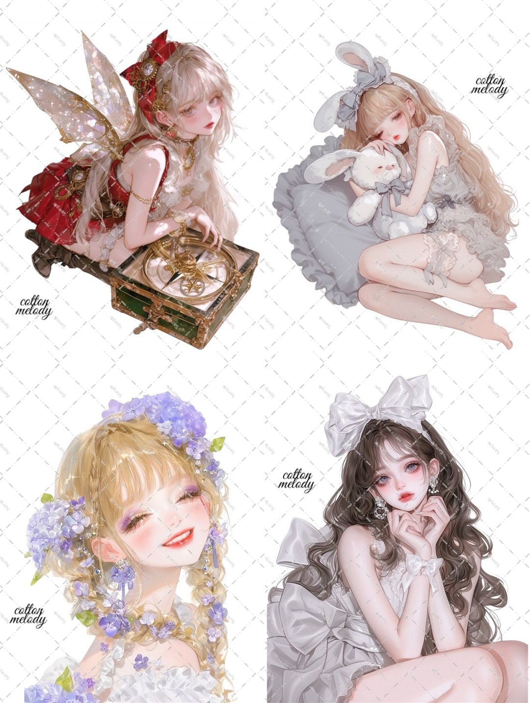 【限定】cotton melody / 1.5周年限定贴纸 / 25款各5张 附限定满额赠1款 人物贴纸 原创贴纸 origi - 贴纸 - 纸 