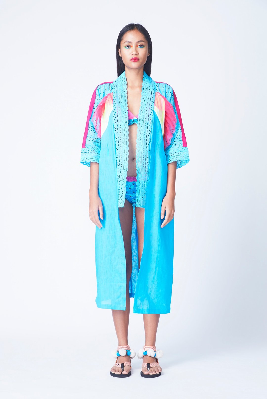 MONRAK ONSEN KIMONO ROBE IN SKY BLUE (BL) - 女装上衣 - 亚麻 蓝色