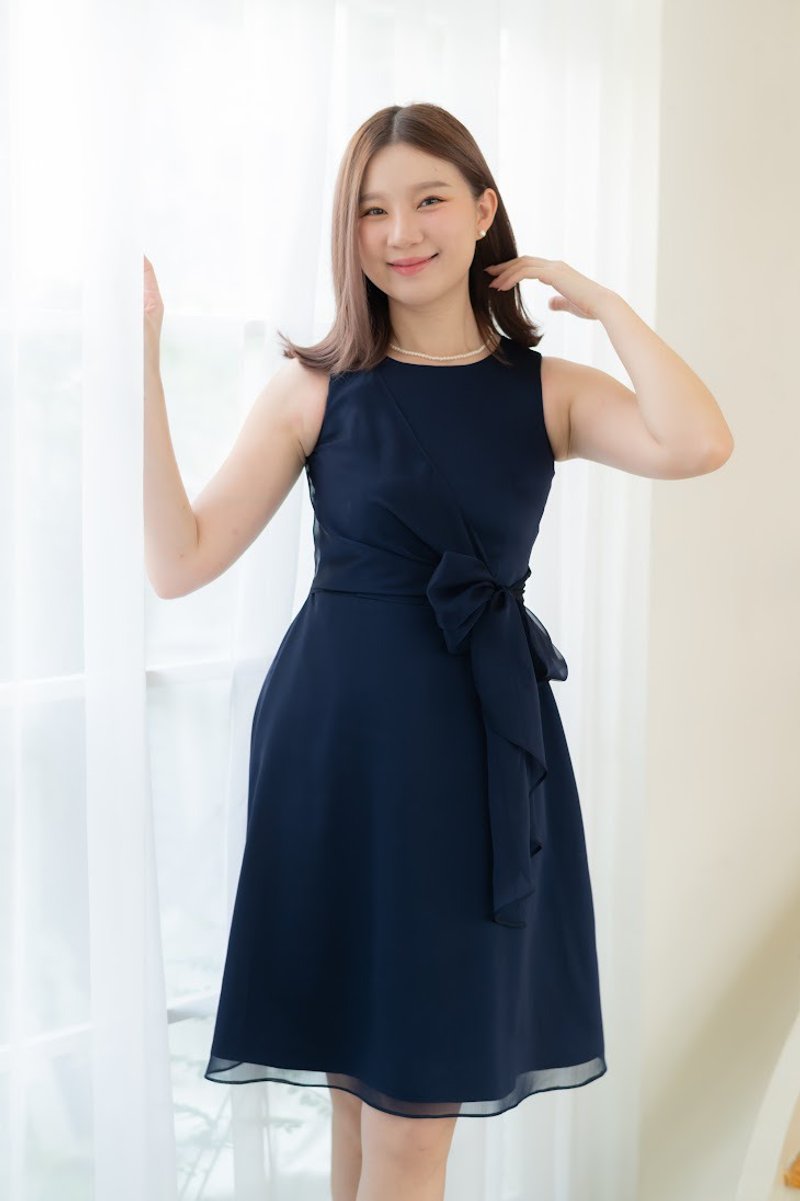 Kamila - 海军蓝雪纺纱派对洋装 蓝色系洋装 navy party dress - 洋装/连衣裙 - 聚酯纤维 蓝色