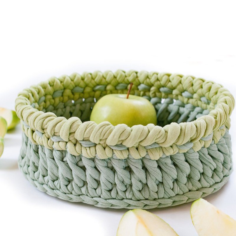 水果籃 | 食物籃 | Cotton storage basket Fruit basket Corner shelf storage Rope basket - 置物架/篮子 - 其他材质 绿色