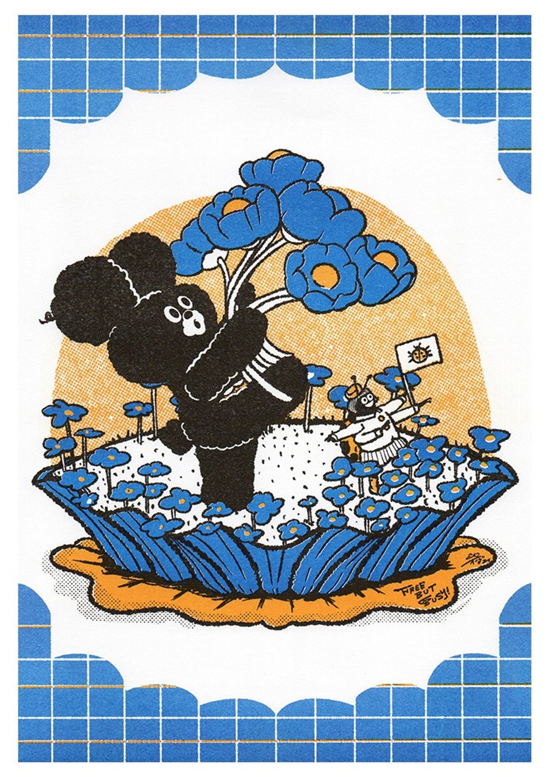 Risograph 迷你海报 可添加到纸杯蛋糕上的鲜花 请务必查看产品说明 - 海报/装饰画/版画 - 纸 
