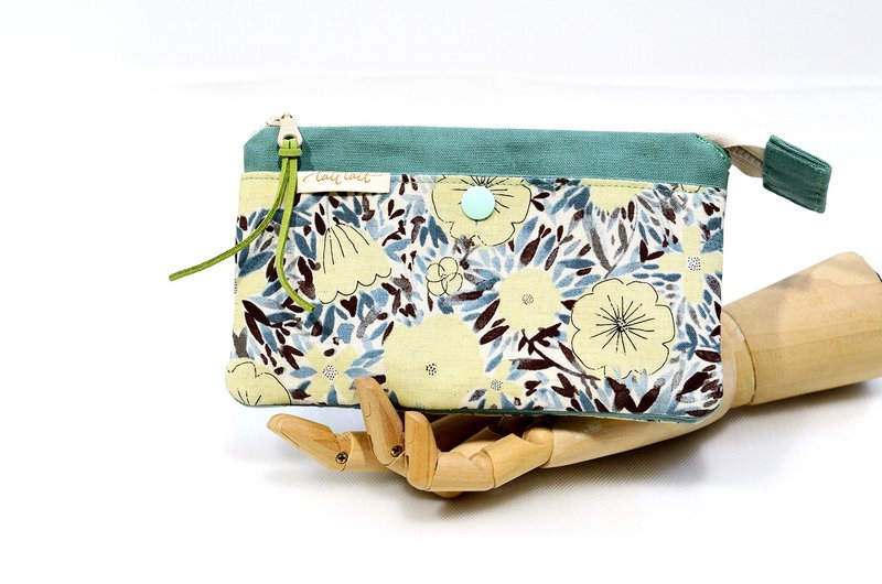 【日本布】布手作多层收纳钱包_有卡片专属收纳口袋#薄荷绿 - 皮夹/钱包 - 棉．麻 