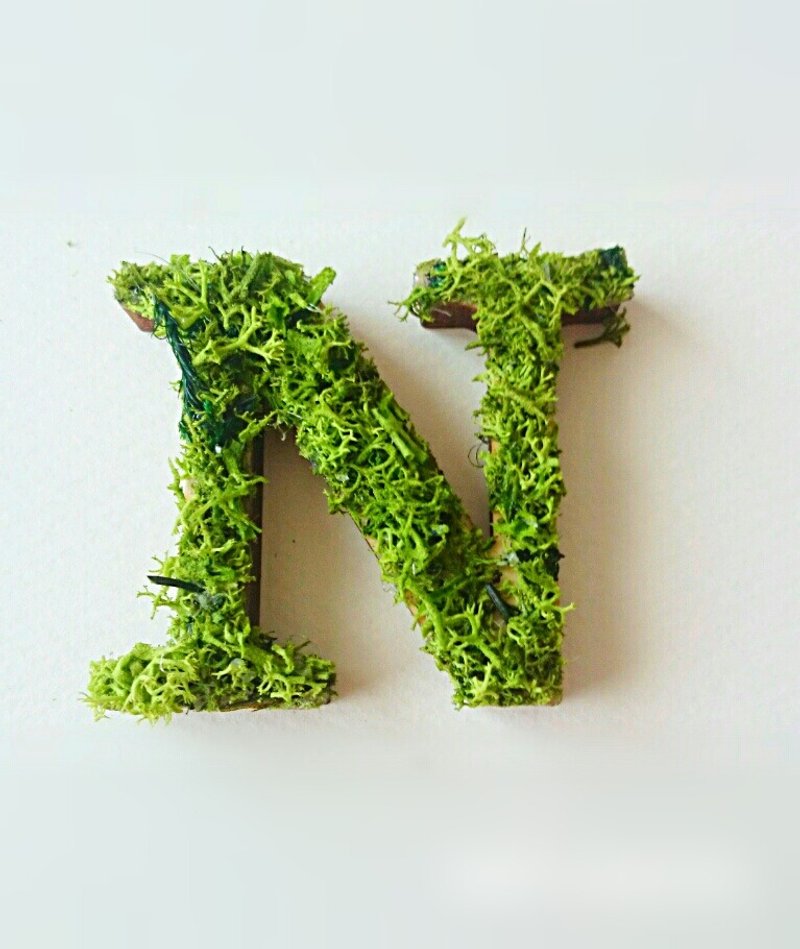 Wooden Alphabet Object (Moss) 5cm/Nx 1 piece - 摆饰 - 木头 绿色