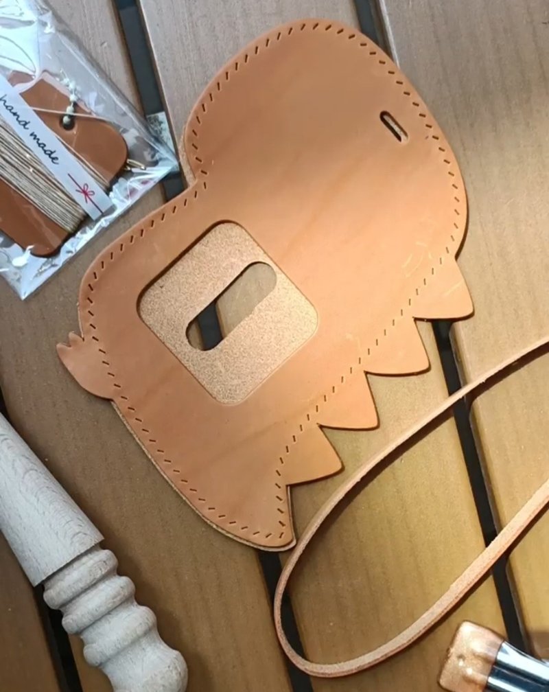 恐龙真皮卡套DIY材料包 - 皮件 - 真皮 咖啡色