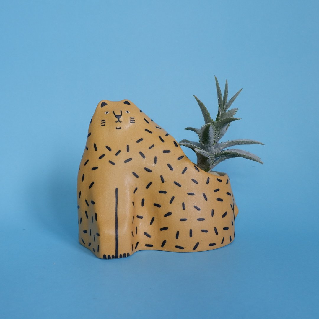 Ceramic Pot - Small Yellow Tiger - 植栽/盆栽 - 陶 黄色