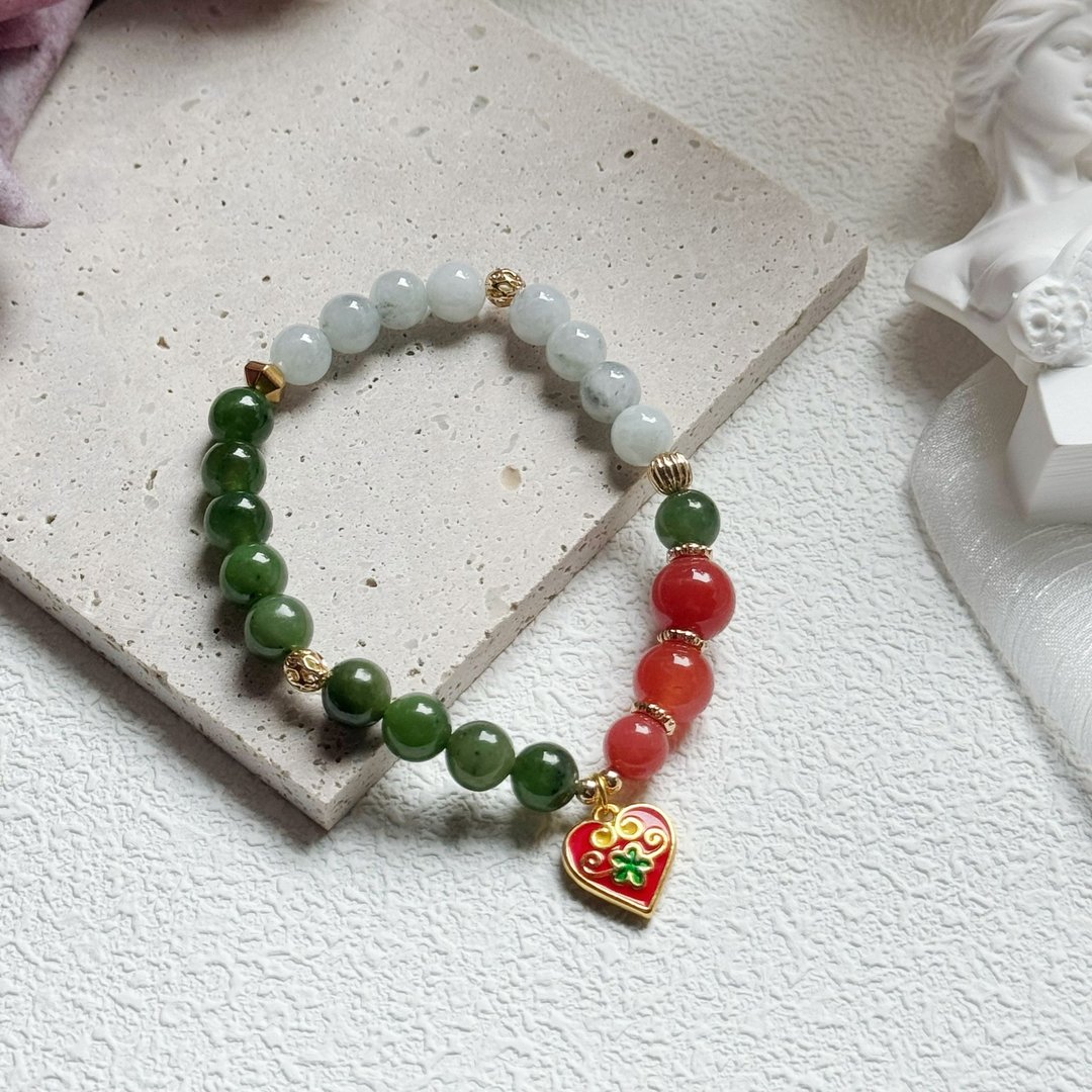 AZ-碧玉翡翠圆珠南红玛瑙设计手串 - 手链/手环 - 宝石 