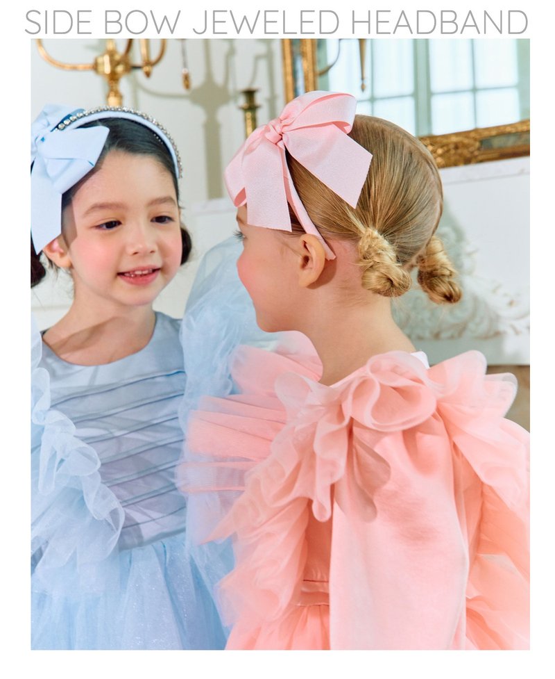 侧边蝴蝶结宝石发带 - 童装礼服/连衣裙 - 其他材质 