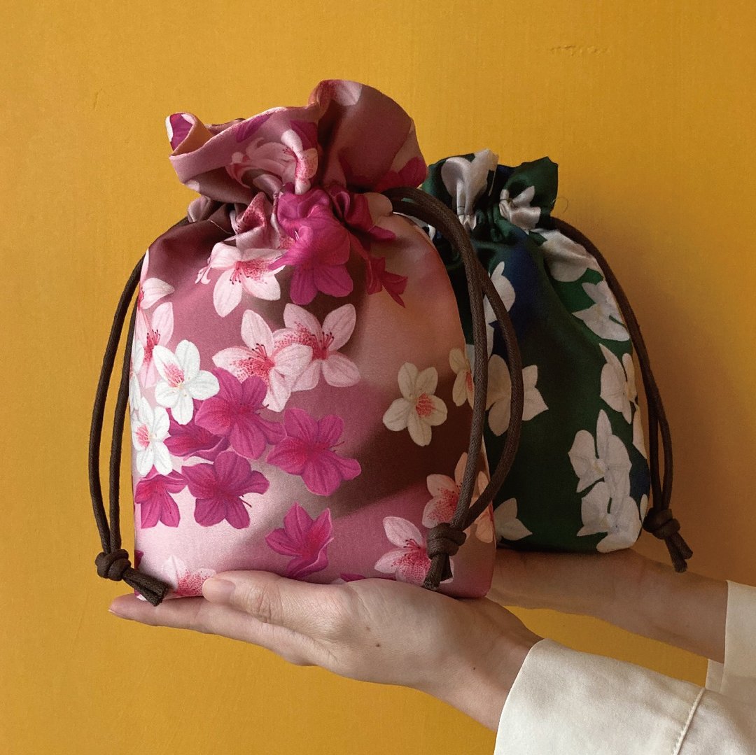 【订制】大锦囊_雾面缎布款(防泼水)/印花/花布/束口袋 - 束口袋双肩包 - 聚酯纤维 粉红色