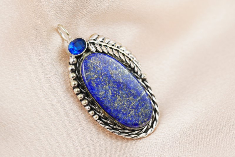 青金石坠子 ∣ #LLISA302 - 项链 - 宝石 蓝色